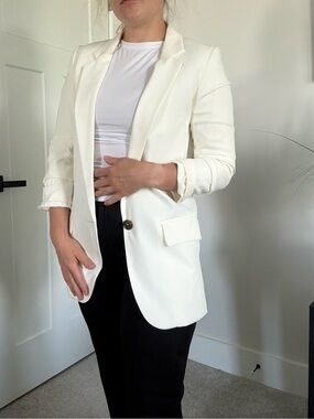 H&M Off-White Open Front Blazer